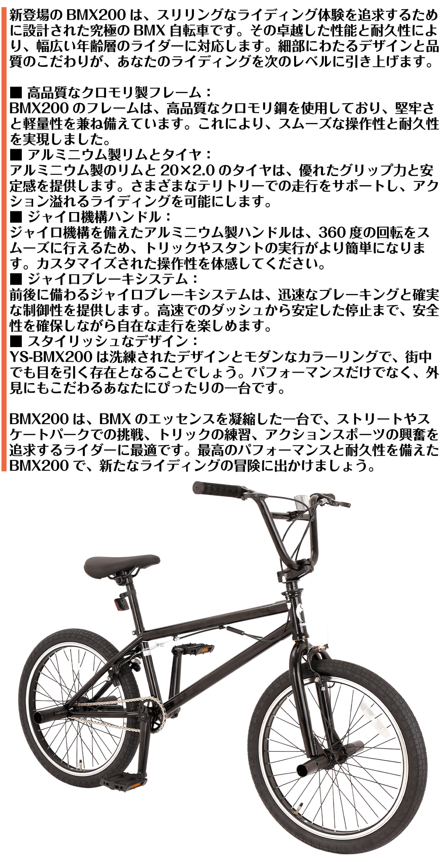 SPEEDWORLD BMXバイク 20インチ YS-BMX200 詳細画像